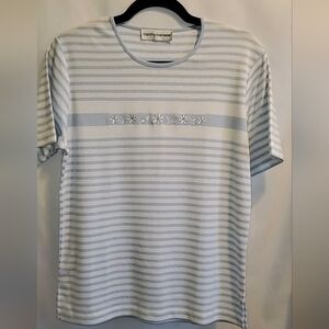Cathy Daniels Blue and White Striped Tee